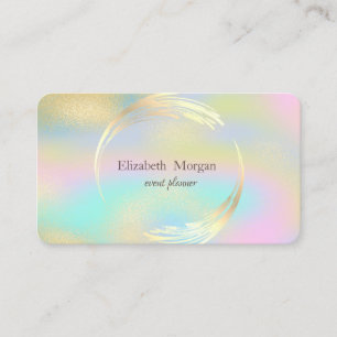 Tarjeta De Visita Elegante círculo de oro moderno holográfico colori