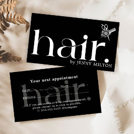 Tarjeta De Visita Elegante cita elegante de cabello blanco y negro