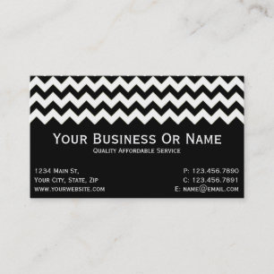 Tarjeta De Visita Elegante Clásico Atemporal Negro Blanco Chevron