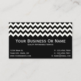 Tarjeta De Visita Elegante, Clásico Chevron Blanco Y Negro Sin Tiemp