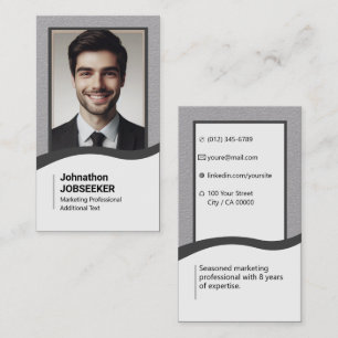 Tarjeta De Visita Elegante clásico de búsqueda de empleo gris