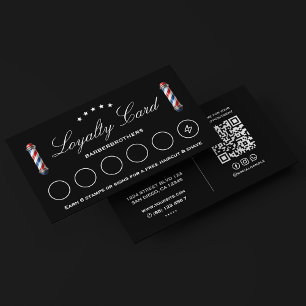 Tarjeta De Visita Elegante clásico de lealtad negra del póler de bar