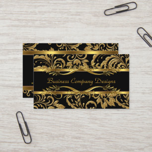 Tarjeta De Visita Elegante Clásico Dorado Negro Aspecto Repujado Dam