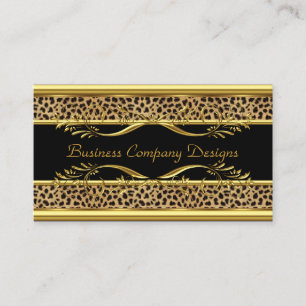 Tarjeta De Visita Elegante Clásico Impresión de Animal Leopardo Negr