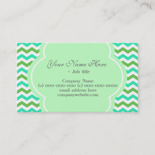 Tarjeta De Visita Elegante, clásico moderno chevron verde y blanco