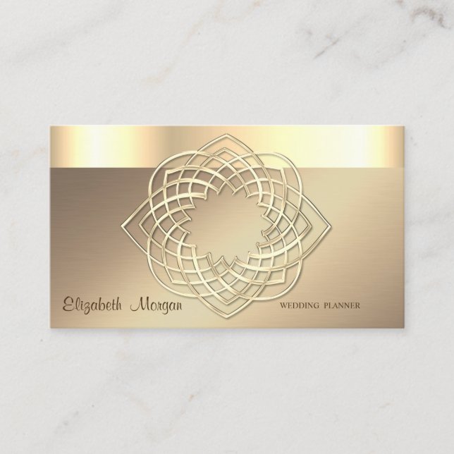 Tarjeta De Visita Elegante Clásico Moderno, Faux Gold Border (Anverso)