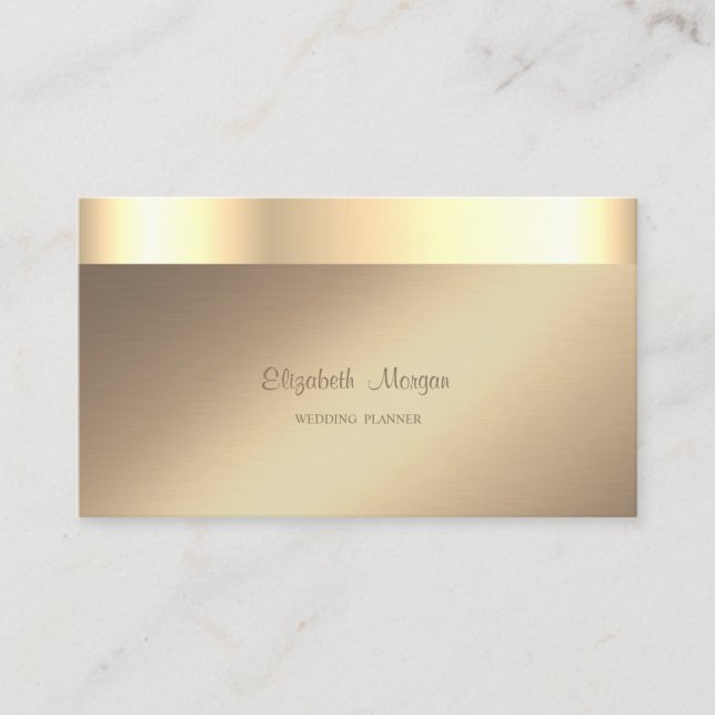 Tarjeta De Visita Elegante Clásico Moderno, Faux Gold Border (Anverso)