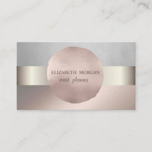 Tarjeta De Visita Elegante Clásico Moderno, Plata, Rosa Dorado