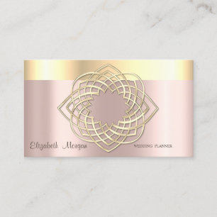 Tarjeta De Visita Elegante Clásico Moderno, Rosa Dorado Borde Falso 