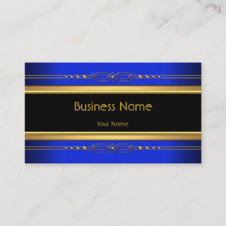 Tarjeta De Visita Elegante Clásico Negro Amarillo Oro Azul Real