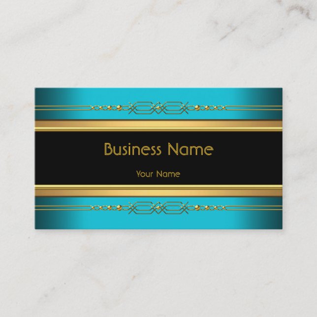 Tarjeta De Visita Elegante Clásico Negro Amarillo Oro Azul Verde azu (Anverso)