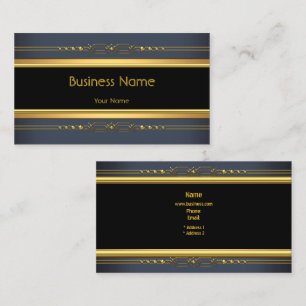 Tarjeta De Visita Elegante Clásico Negro Amarillo Oro Carbón Acero