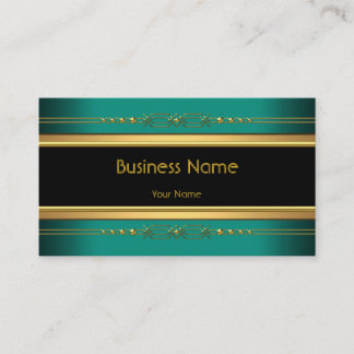 Tarjeta De Visita Elegante Clásico Negro Amarillo Oro Jade Verde
