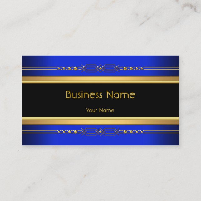 Tarjeta De Visita Elegante Clásico Negro Amarillo Oro Real Azul (Anverso)