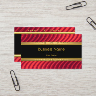Tarjeta De Visita Elegante Clásico Negro Amarillo Oro Rojo Intenso
