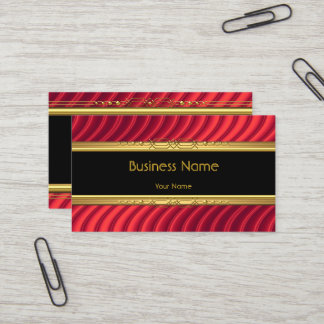 Tarjeta De Visita Elegante Clásico Negro Amarillo Oro Rojo Intenso
