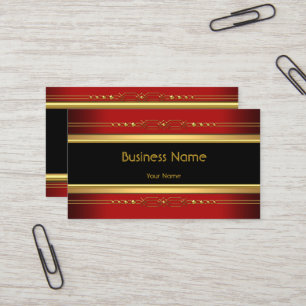 Tarjeta De Visita Elegante Clásico Negro Amarillo Oro Rojo Intenso