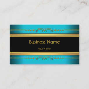 Tarjeta De Visita Elegante Clásico Negro Amarillo Oro Verde Azul