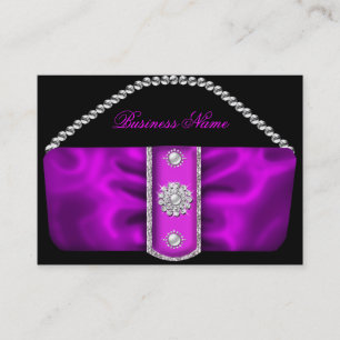 Tarjeta De Visita Elegante Clásico Ornate Rosa Bolso De Plata Perfil