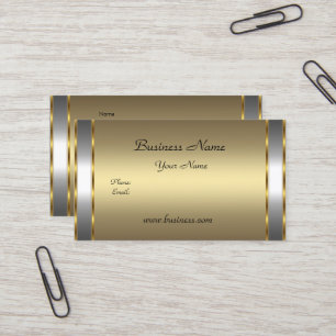 Tarjeta De Visita Elegante Clásico Oro Bronce Plata