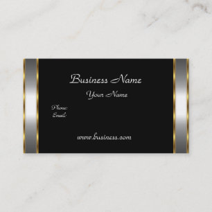 Tarjeta De Visita Elegante Clásico Oro Negro Plata