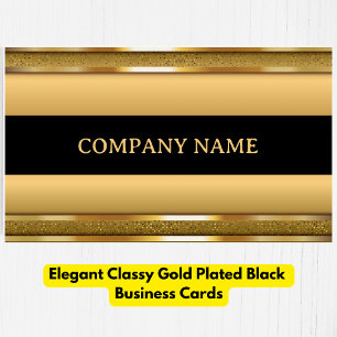 Tarjeta De Visita Elegante Clásico Oro Plantado Negro