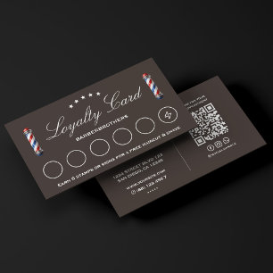 Tarjeta De Visita Elegante Clásico Poste de Barbero Espresso Lealtad