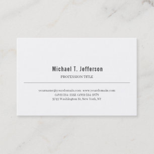 Tarjeta De Visita Elegante Clásico Retro Sencillo Blanco