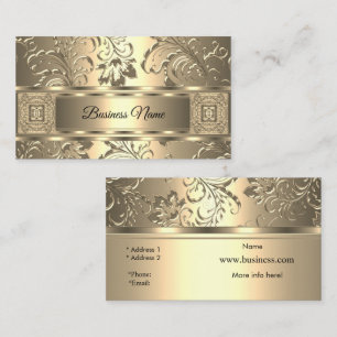 Tarjeta De Visita Elegante Clásico Sepia Crema Damasco Floral
