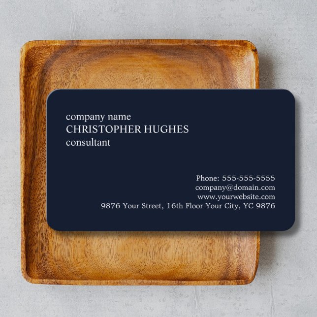 Tarjeta De Visita Elegante clásico simple Consultor azul oscuro (Subido por el creador)