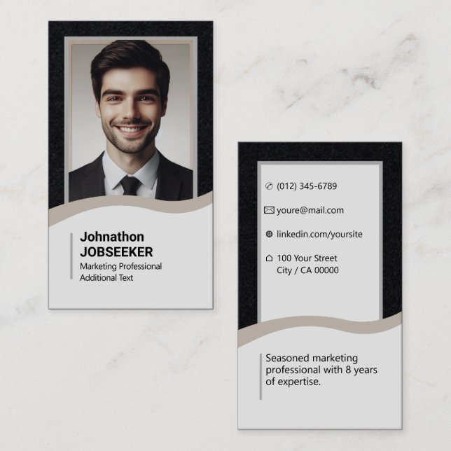 Tarjeta De Visita Elegante Classic Job Seeker Search Plain Gray (Anverso / Reverso)