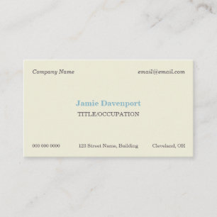 Tarjeta De Visita Elegante Classic Minimalista Eggshell Azul