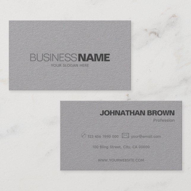Tarjeta De Visita Elegante Classic Simple Gray Kraft Paper Plain Gua (Anverso / Reverso)