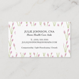 Tarjeta De Visita Elegante CNA Hogar HealthCare Patrón Floral Rosa