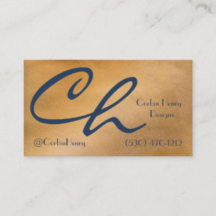 Tarjeta De Visita Elegante Cobre Metal Azul Lujo con Código QR