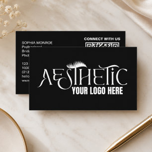 Tarjeta De Visita Elegante Código Qr Blanco Negro Logotipo de Maquil