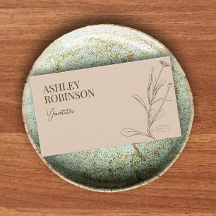 Tarjeta De Visita Elegante código QR botánico boho pastel terroso