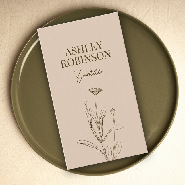 Tarjeta De Visita Elegante código QR botánico pastel de tierra (Elegant boho botanical pastel earthy QR code Business Card)