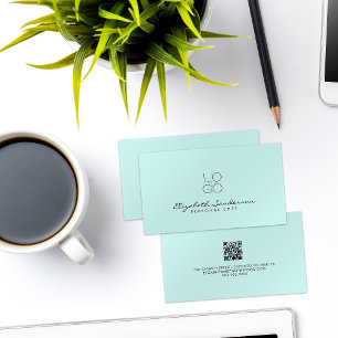 Tarjeta De Visita Elegante CÓDIGO QR con guión de lujo liviano