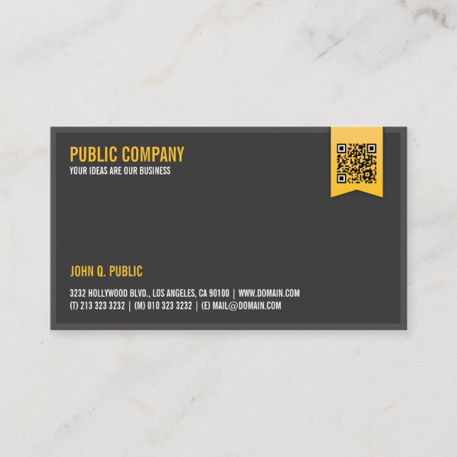 Tarjeta De Visita Elegante código QR corporativo (Anverso)