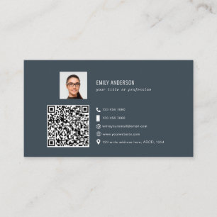 Tarjeta De Visita Elegante código QR corporativo foto logotipo de m
