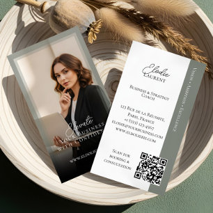 Tarjeta De Visita Elegante Código QR de Foto de Entrenador de Consul