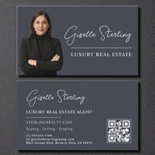 Tarjeta De Visita Elegante Código QR de Fotografía inmobiliaria de l
