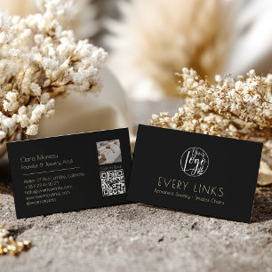 Tarjeta De Visita Elegante Código QR de joyería permanente de oro ne