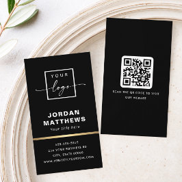 Tarjeta De Visita Elegante código QR de logo con borde de gradiente