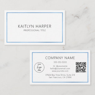 Tarjeta De Visita Elegante código QR de logotipo minimalista con mar