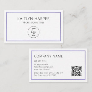 Tarjeta De Visita Elegante código QR de logotipo minimalista con mar