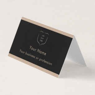 Tarjeta De Visita Elegante código QR de logotipo negro y bronce prof