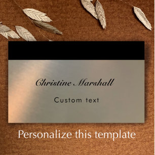 Tarjeta De Visita Elegante Código QR de Metal Cepillado Falso Modern