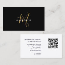 Elegante Código QR de Monograma de Letra Moderna e